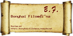 Bonyhai Filoména névjegykártya